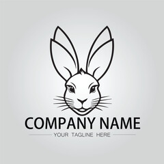 Rabbit silhouette company logo vector image on the white background