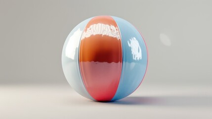 3D realistic image of a beach ball, clean lighting, isolated on background
