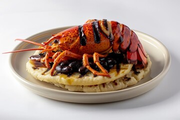 Adobo Glazed Lobster and Black Bean Arepas Delight