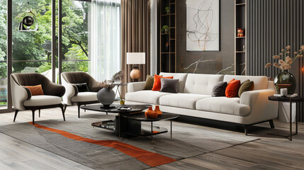 Modern living room, interior design