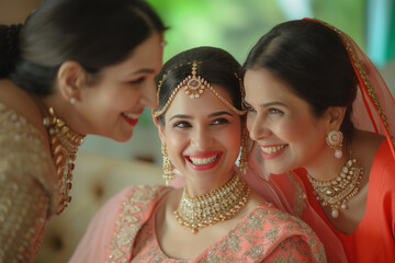 indian bride with her family