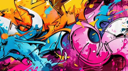 A graffiti wall adorned with vibrant colors and numerous paint splatters creating a visually striking urban backdrop.