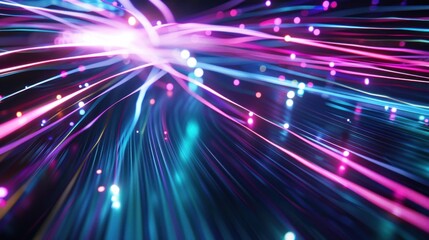 Obraz premium Light lines, fiber optics, speed lines, futuristic background. data transmission , high speed internet s