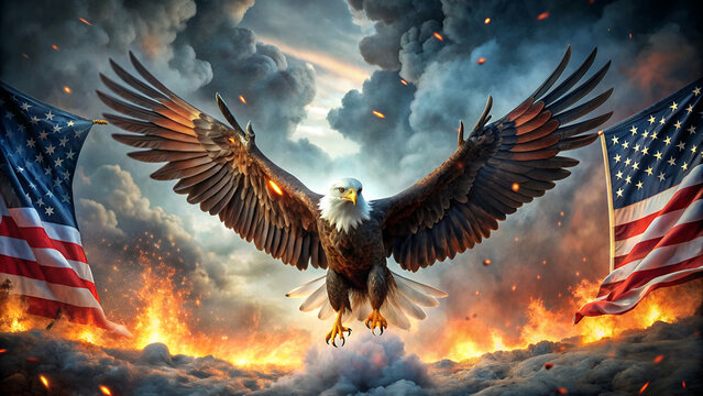 bald eagle warrior in battle wings