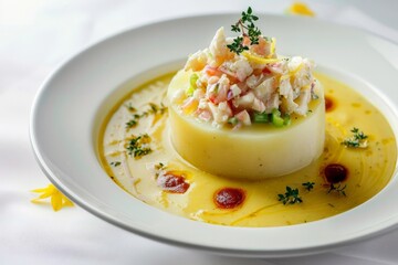 Tantalizing Jamaican Flavors in Ackee and Potato Soup with Tangy Crab Salad