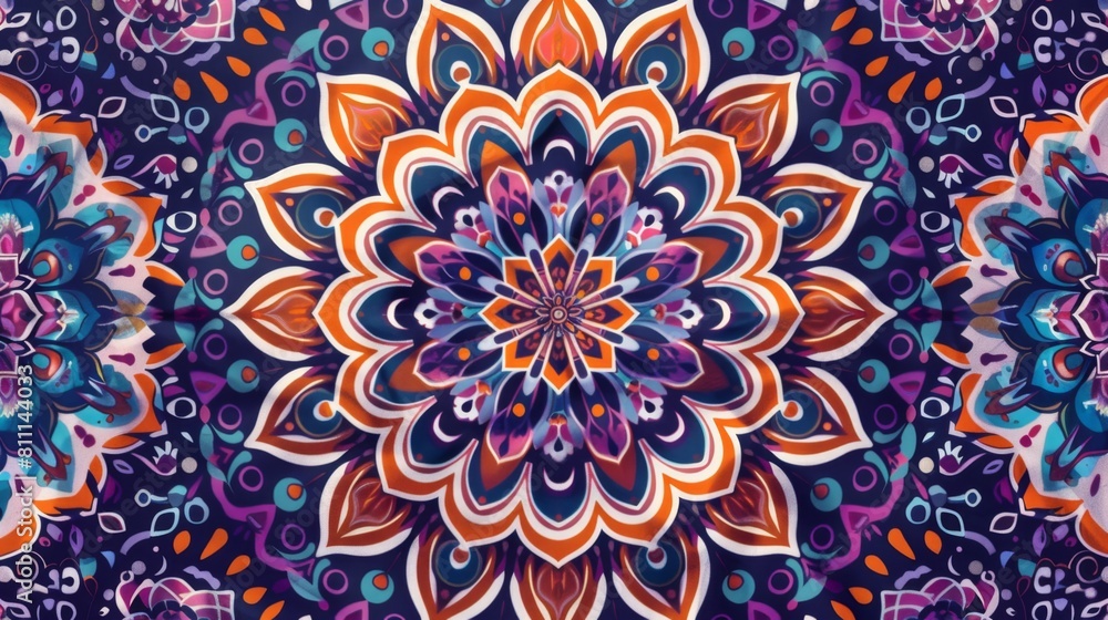 Aufkleber a colorful mandala pattern with detailed petals and shapes dominates the artistic background.