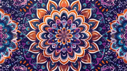 A colorful mandala pattern with detailed petals and shapes dominates the artistic background.