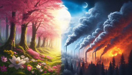 sunset in the forest, Environmental problems