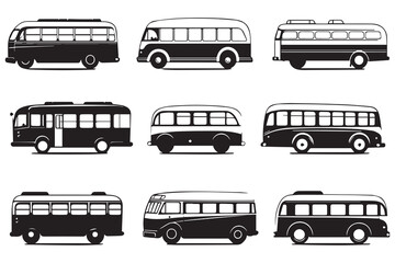 Bus vector black illustration isolated on white background. Hand drawn illustration