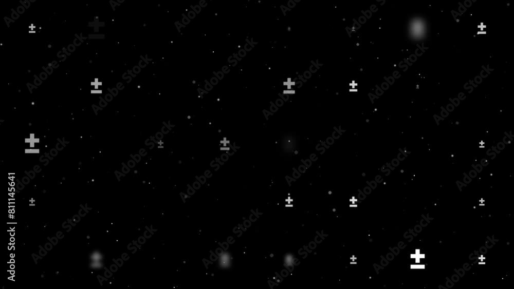 Poster template animation of evenly spaced plus–minus signs of different sizes and opacity. animation of tr