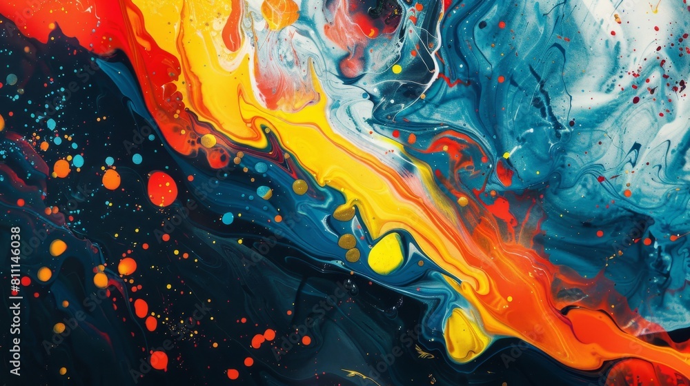 Aufkleber bold strokes of blue, yellow, and red create a dynamic abstract painting with an emphasis on texture