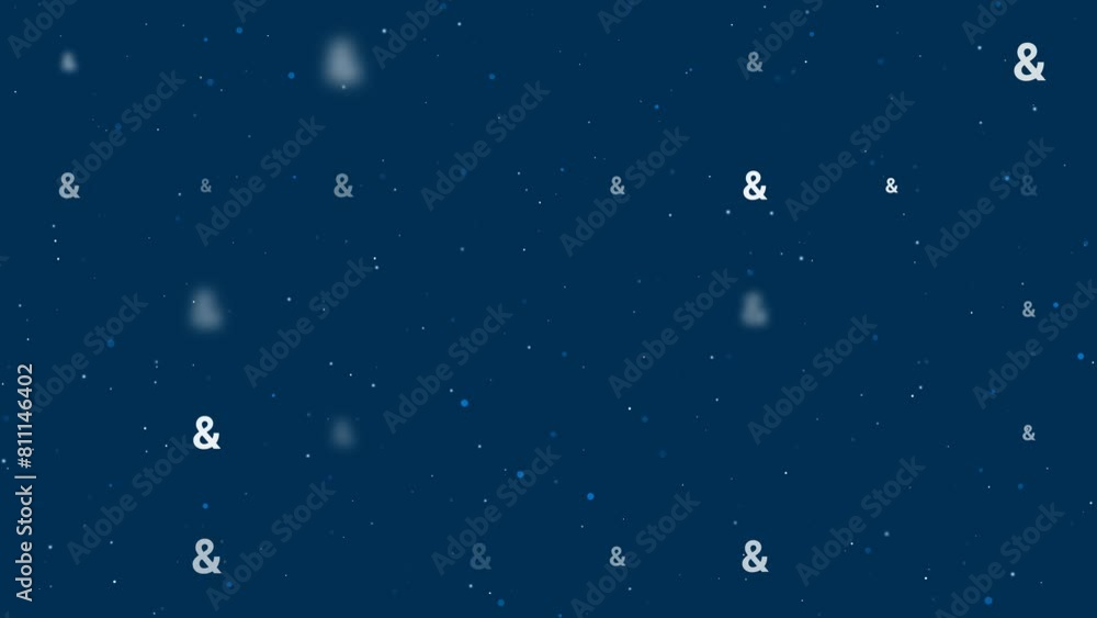 Poster template animation of evenly spaced ampersand symbols of different sizes and opacity. animation of t