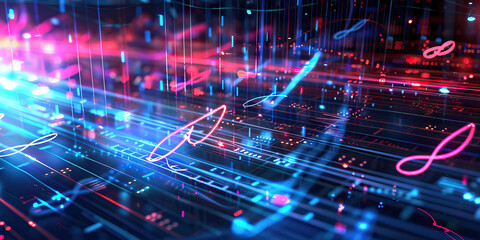 Cyber Soundwaves: Music Notes Transforming into Digital Soundwaves in a Cybernetic Environment