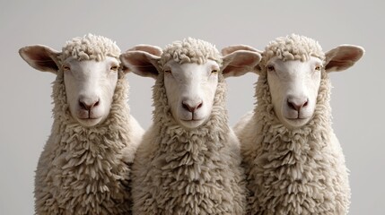 Obraz premium Three sheep are standing next to each other
