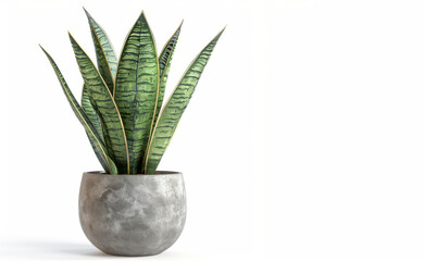 Potted Sansevieria plant, isolated on a white background, studio lighting, photorealistic
