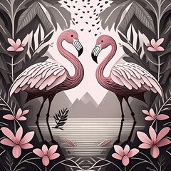 Naklejka premium Flamingo