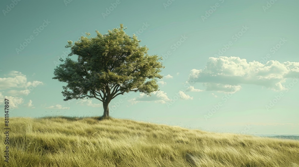Aufkleber on world environment day showcase a lone tree against a backdrop serving as a striking graphic eleme