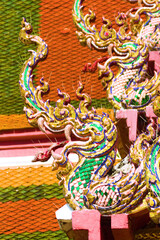 Buddhist sanctuaries, Buddhist shrine, bright ornamentation and figurativeness of temples. Thailand