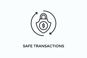 Safe Transactions Vector Icon Or Logo Illustration