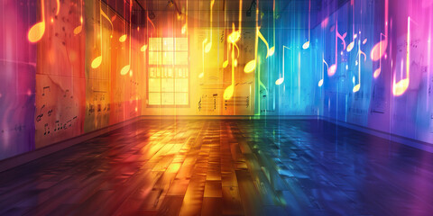 Dance Studio Harmony: Music Notes Adorning the Walls of a Vibrant Dance Studio