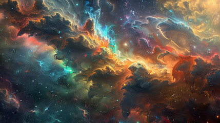 Cosmic Chromatics Colorful Galactic Wallpaper