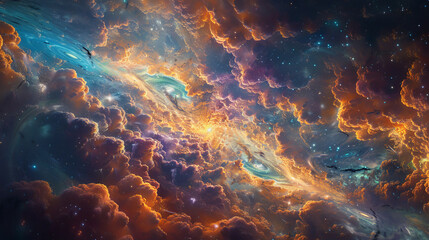 Obraz premium Cosmic Chromatics Colorful Galactic Wallpaper