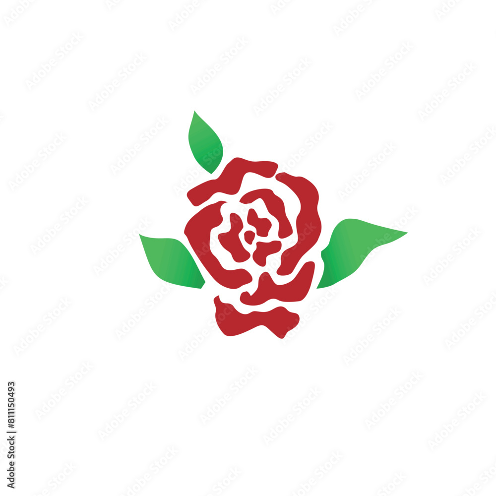 Sticker red rose flower logo design