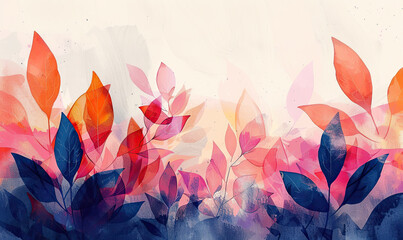 Vibrant abstract leaves in autumn colors against a textural backdrop. Generate Ai