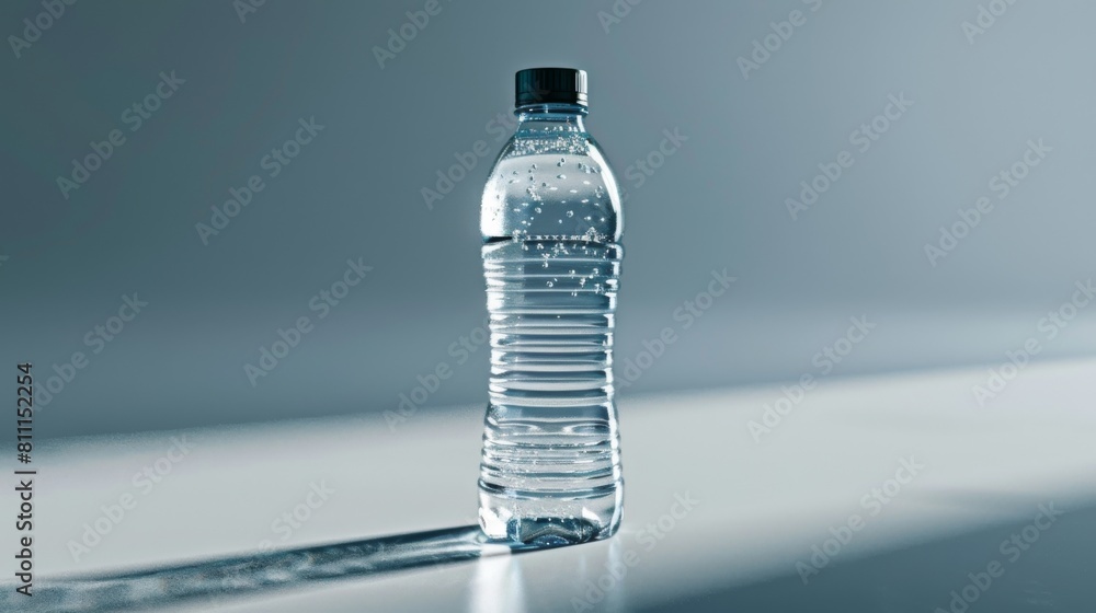 Wall mural 3d realistic image of a plastic water bottle, clean lighting, isolated on background