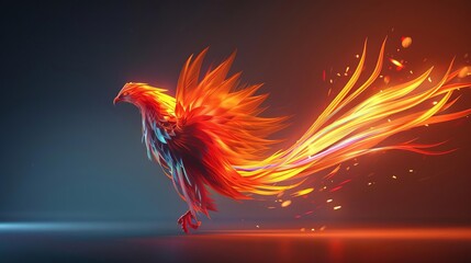 Create a captivating image of a graceful phoenix in a minimalist composition