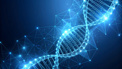 Genetic Evolution: Futuristic DNA Double Helix. Perfect for: Scientific conferences, medical presentations, genetics symposiums, Biology textbooks, science journals, genetics research websites.