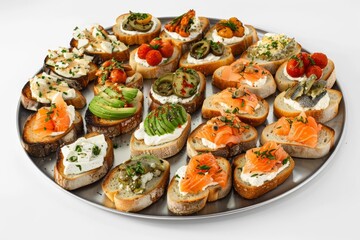 Assortment of 50 Mini Toast Toppers on a Platter