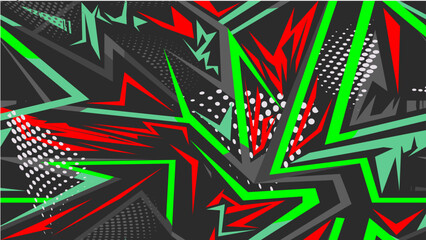 Automotive realistic geometric sticker stripes with halftone effects. Sporty costume mockup.