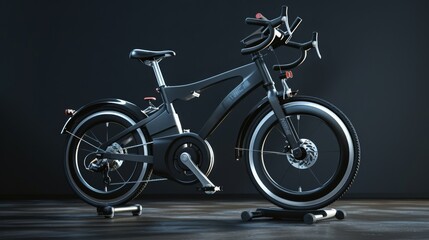 3D realistic image of a spin bike, clean lighting, isolated on background