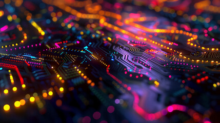 Neon Circuit City: A Digital Landscape in Twilight Hues