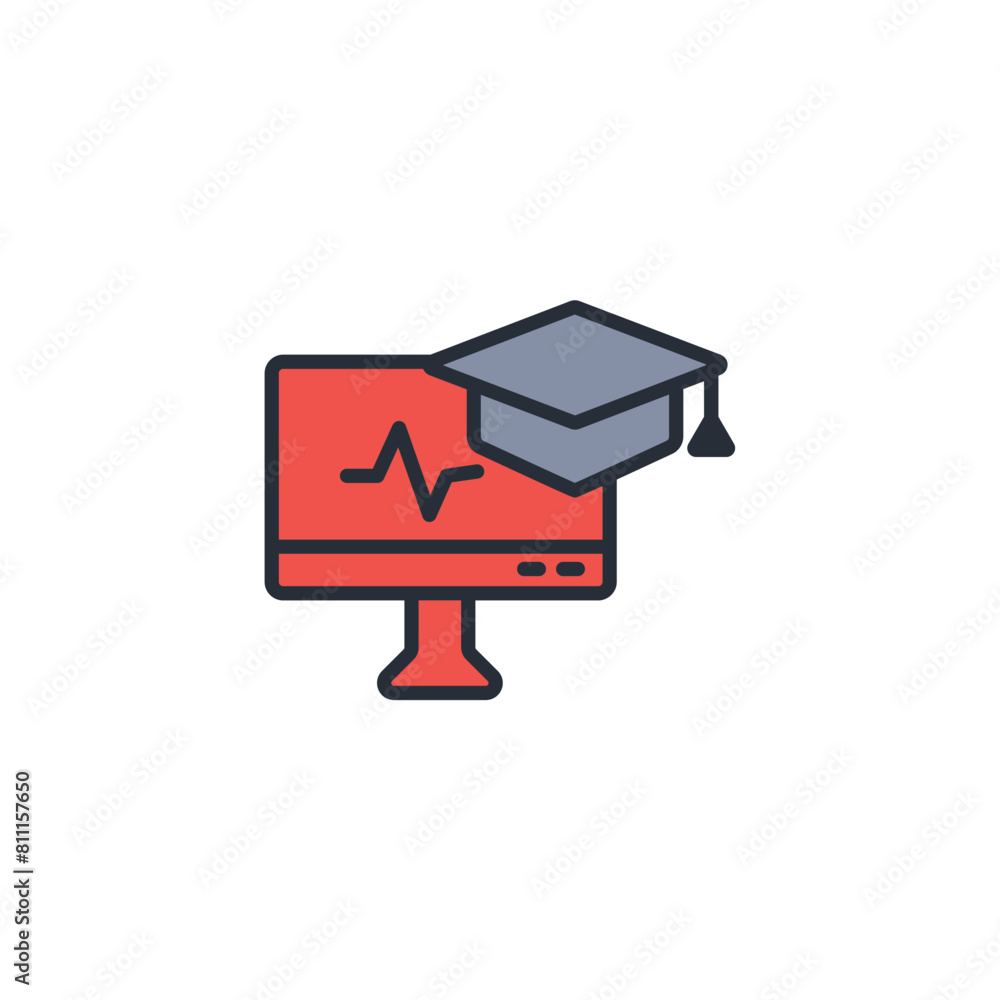 Poster learning icon. vector.editable stroke.linear style sign for use web design,logo.symbol illustration.