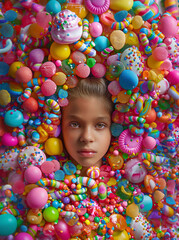 Immersed in Sweetness: A Colorful Confectionery Dream