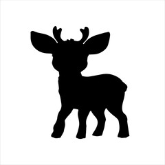 Baby deer silhouette isolated on white background. Deer baby icon vector illustration design.