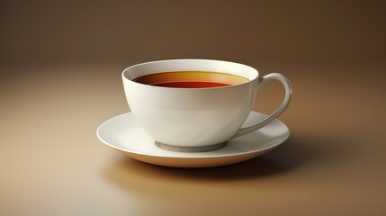 3D realistic image of a tea cup, clean lighting, isolated on background