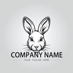 Rabbit silhouette company logo vector image on the white background