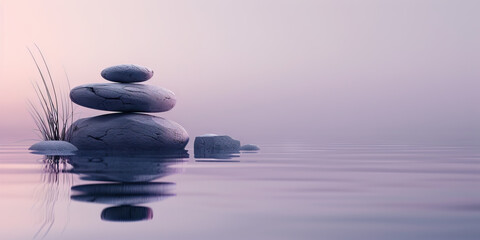 Mindful Meditation Zone: Clean Background with Calming Purple and Gray Hues, Ideal for Mindfulness Practices