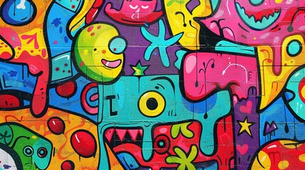 colorful graffiti art design bright cheerful whimsical background, Generative Ai