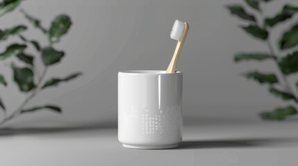3D realistic image of a toothbrush holder, clean lighting, isolated on background