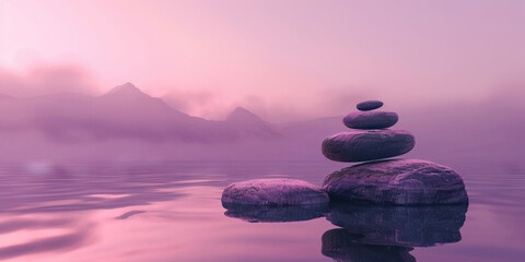Mindful Meditation Zone: Clean Background with Calming Purple and Gray Hues, Ideal for Mindfulness Practices