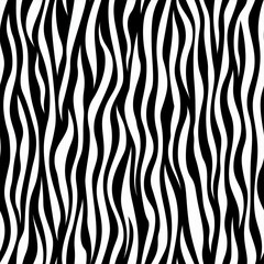 A seamless pattern, this striking image features black and white wavy lines inspired by the distinctive stripes of a zebra, ideal for a bold statement