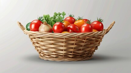 3D realistic image of a vegetable washing basket, clean lighting, isolated on background
