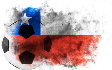 White background with Chile flag and soccer ball