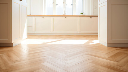 modern and minimalistic kitchen room, light colored hardwood