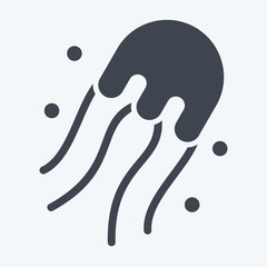Icon Jelly Fish. related to Seafood symbol. glyph style. simple design illustration