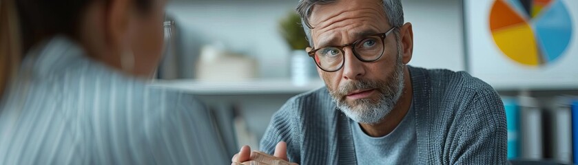 Obraz premium Scene of a financial therapy session where investors discuss emotional impacts of financial losses